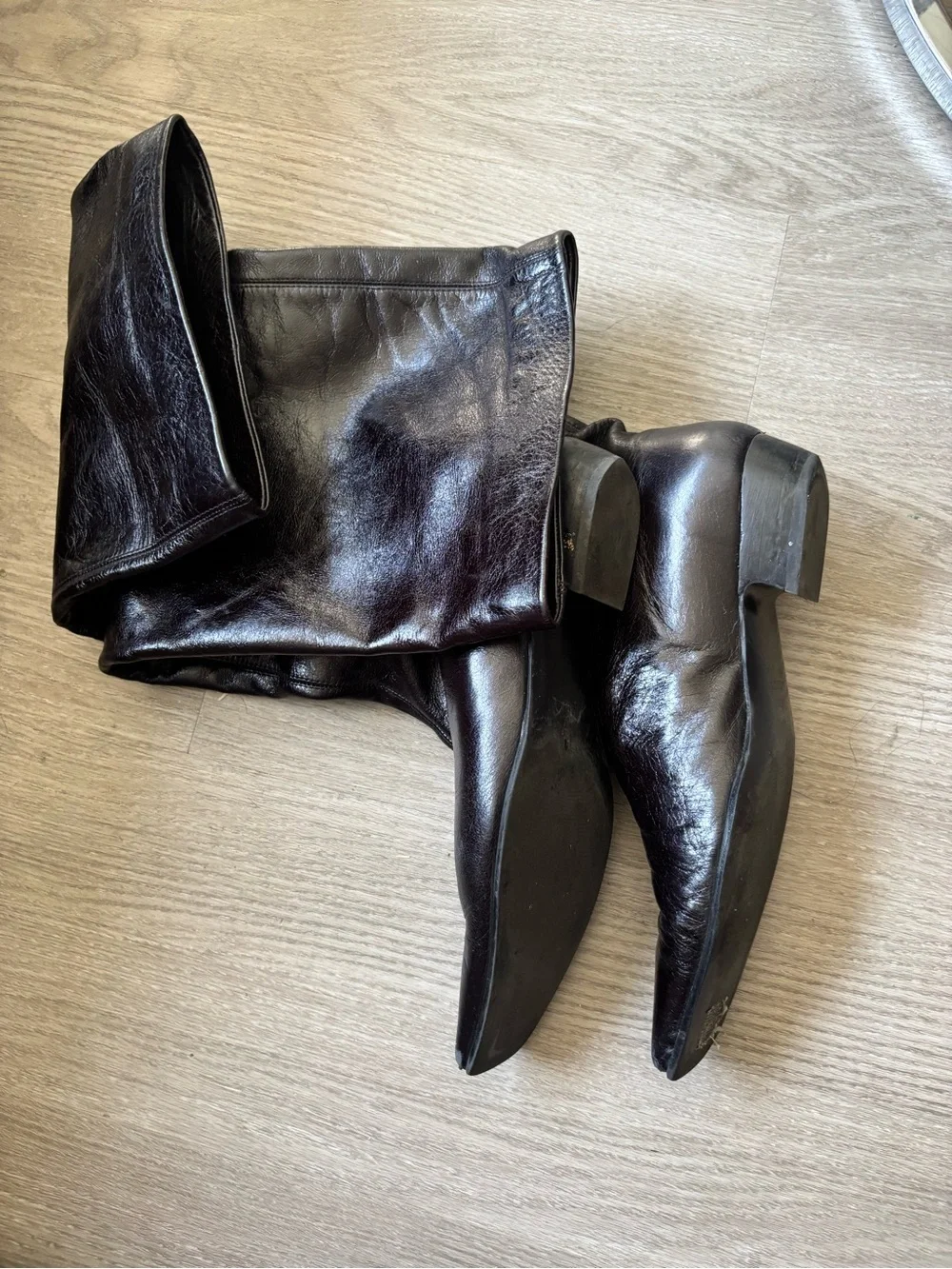 Black Leather Knee-High Boots